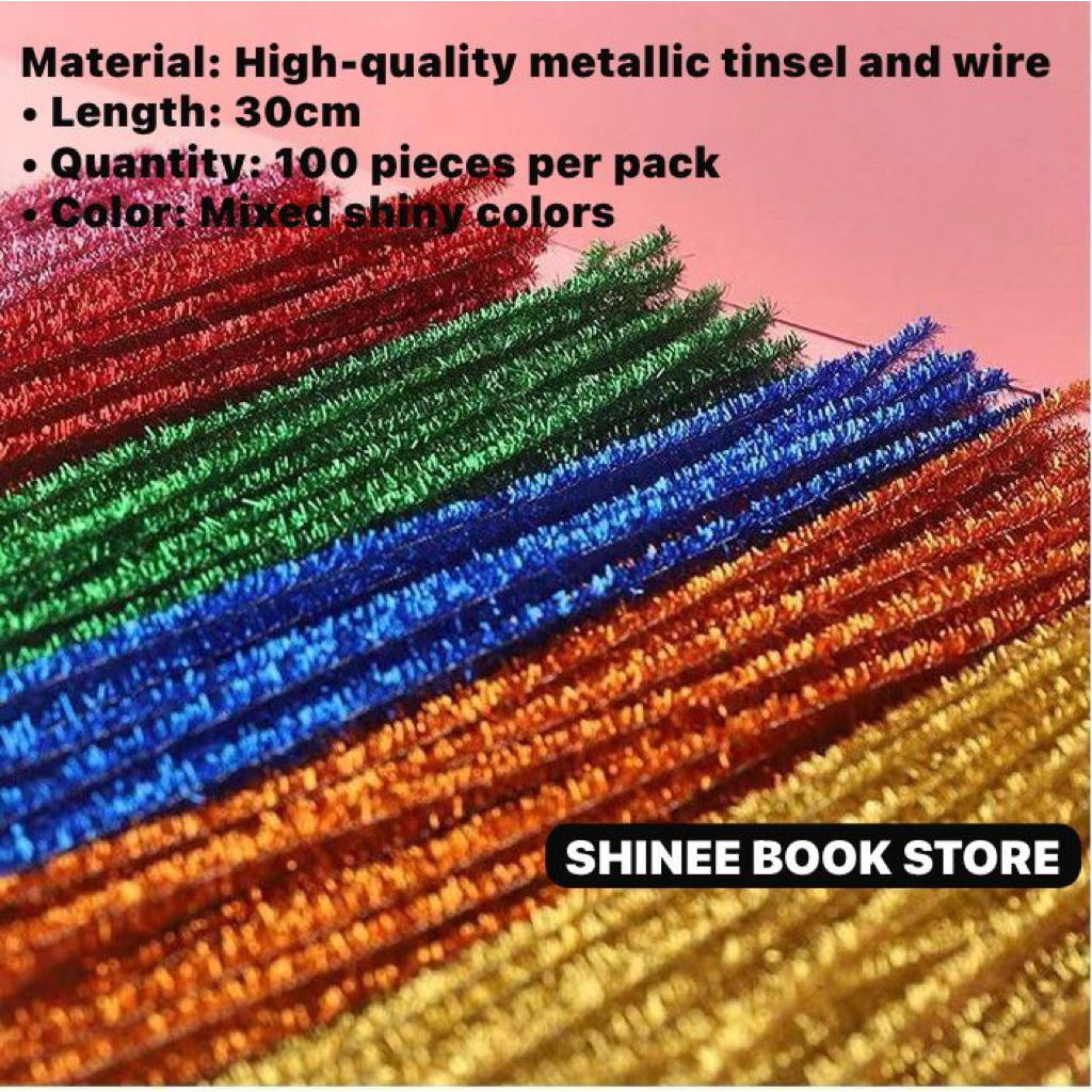 100 แท่ง ] MIXED COLOUR TWISTED STICK DIY CRAFT CHENILLE STEMS ART & CRAFT /DIY GLITTER PIPE CLEANER