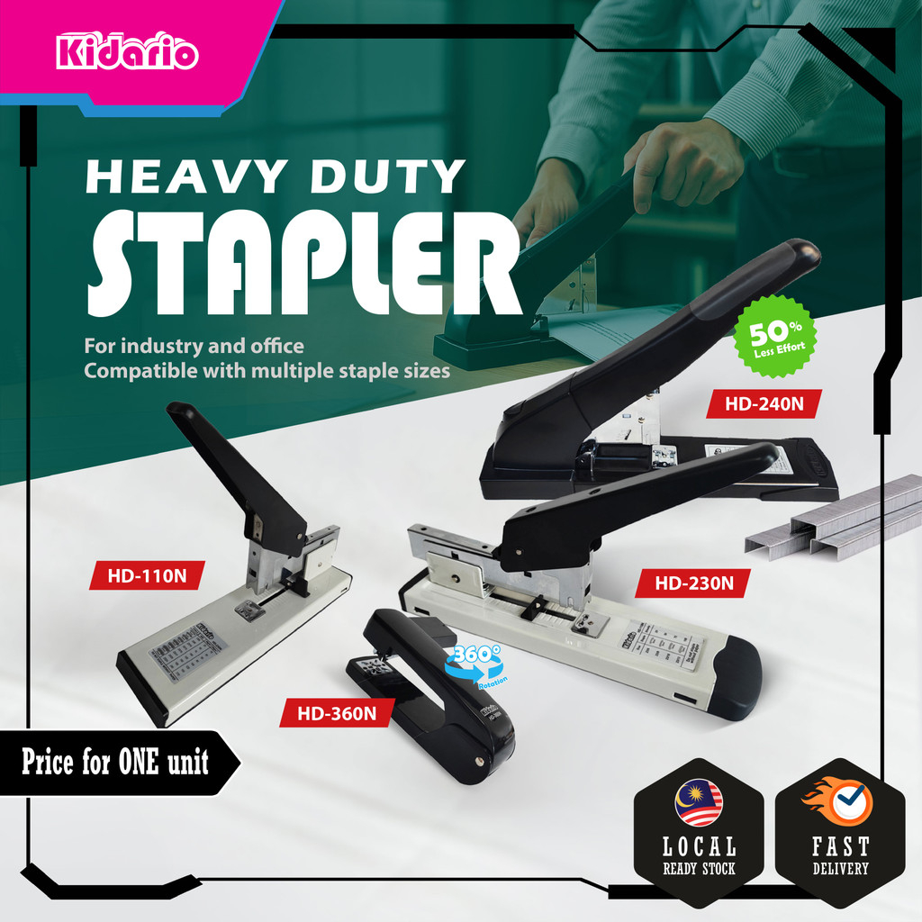 [ HEAVY STAPLER ] KIDARIO HEAVY DUTY STAPLER มั่นคงและสํานักงาน HD-110N/HD-230N/HD-240N/HD-360N
