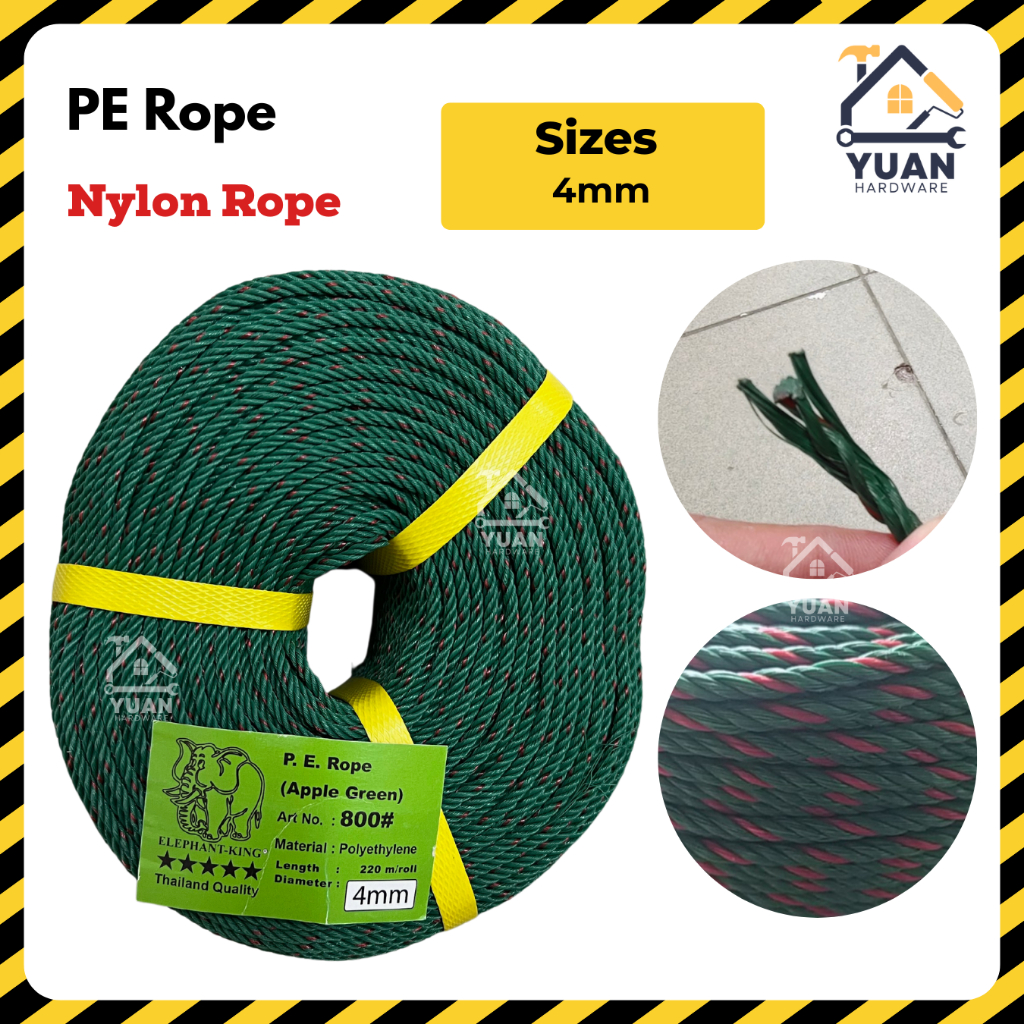 [ขายโดย METER] Elephant King PE Rope Nylon Rope Polyethylene Rope Tali Lembu Tali Banner 4mm 6mm 8mm