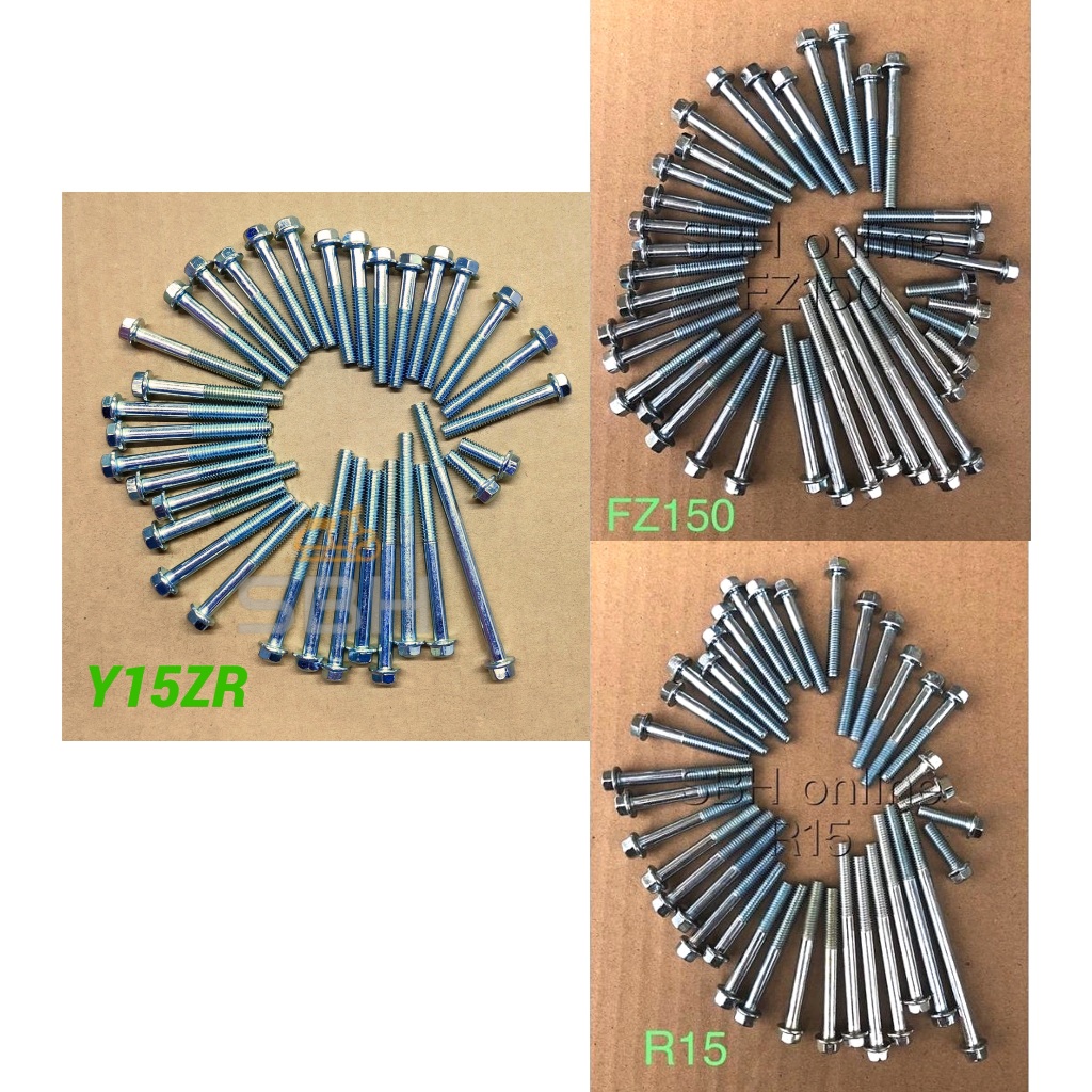 Y15ZR/FZ150/YAMAHA R15 ENGINE SCREW COMPLETE SKRU ENGINE T8 FULL ENGINE BOLT SKRU