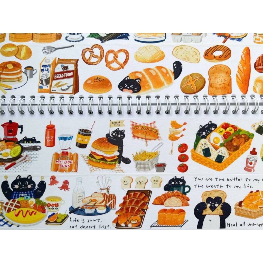 ~~ Gourmet Elements Cute Cat Gourmet wash Tape Special Oil Notebook Tape Packing One loop tape Relea