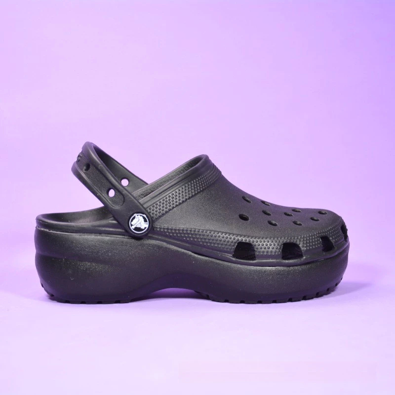 Crocs Cross ของแท้ classic platform clog White 4cm Heel Non-Slip Shoes