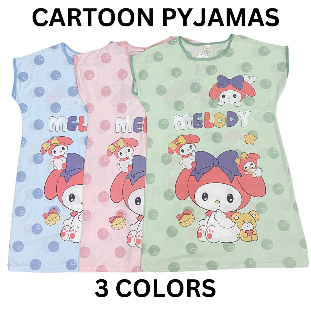 PAJAMAS DRESS BTH06/14  ฟรีไซส์ผ้าฝ้ายชุดนอนชุดนอนแขนสั้น Baju Tidur Perempuan 女生睡裙