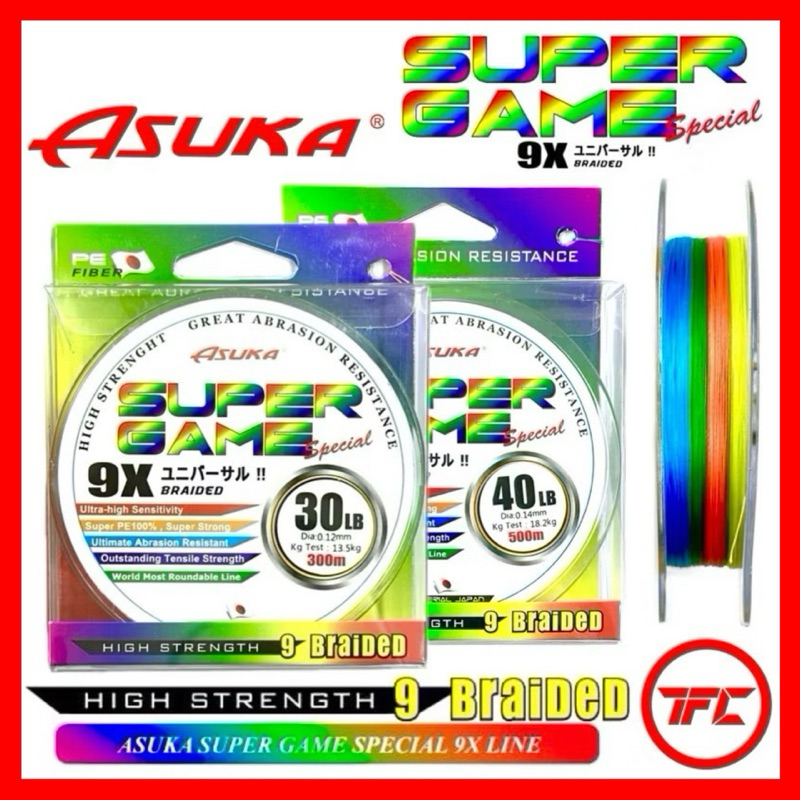 ASUKA Super Game พิเศษ 9X สายถัก 300 M 500 M หลากสีตกปลา Braid PE X9 Jigging Casting