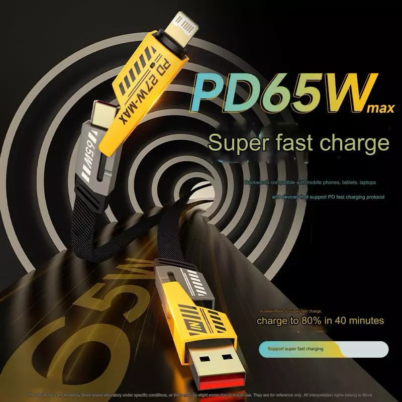 PD 65W 4 IN 1 Mecha Wayar , สาย Type C , สาย 4-in-1