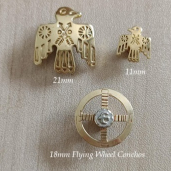 11/21 มม. สกรูกลับทองเหลือง Fine Thunder Bird Conchos