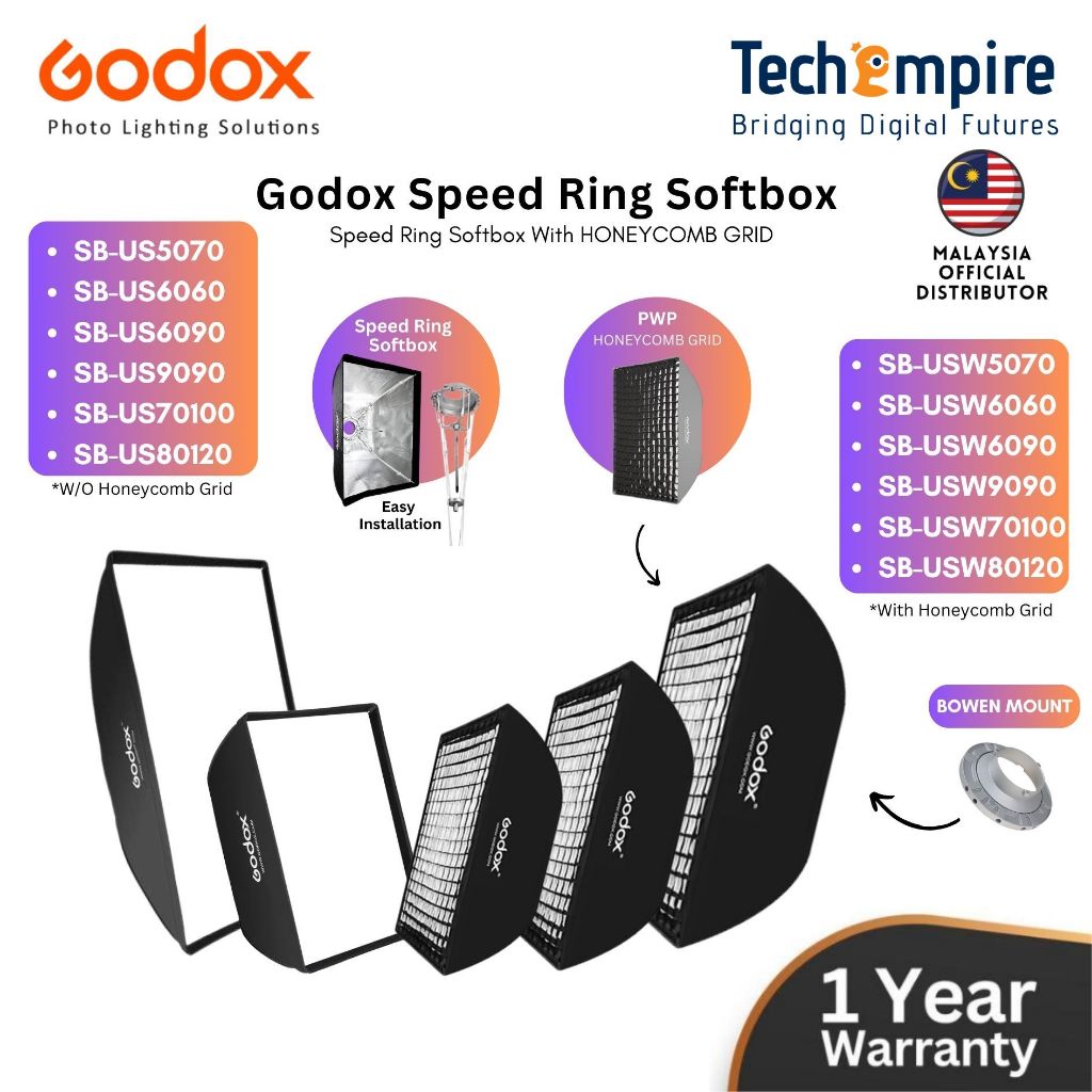 Godox Softbox SB-US Strip Beehive Honeycomb Grid Softbox สําหรับ Bowens Speed Ring สตูดิโอการถ่ายภาพ