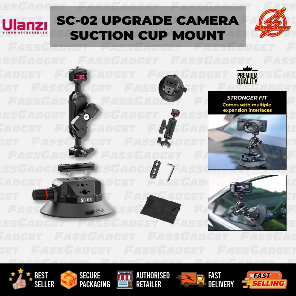 SC-02 กล้อง UPGRADE SUCTION CUP MOUNT (ULANZI) สําหรับ GOPRO / INSTA360 / DJI / AKASO / SJCAM