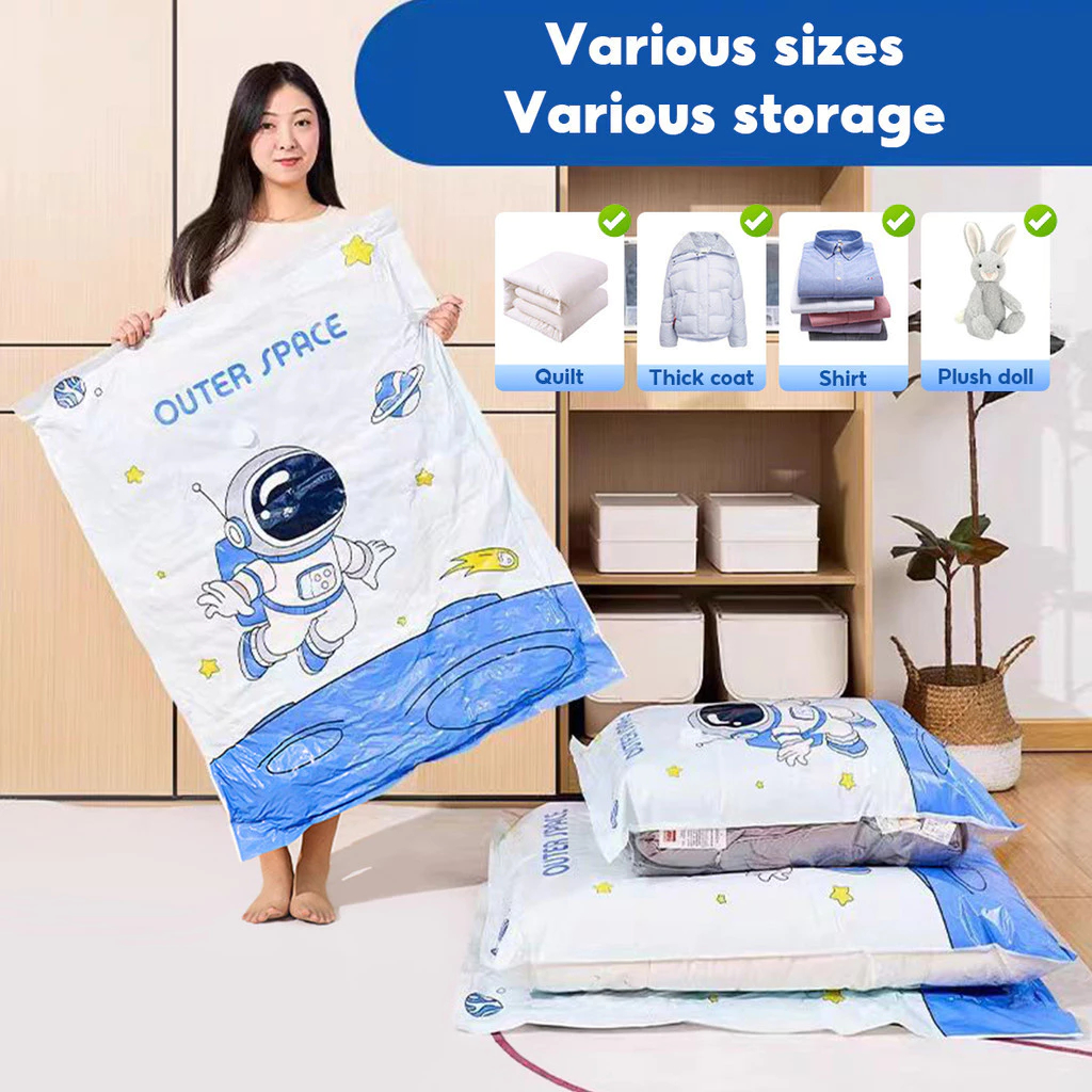 Alpha Borong ถุงเก็บสูญญากาศหนา Space Saver กระเป๋าบีบอัดสําหรับเดินทาง ปั๊มปิดผนึกได้ เสื้อผ้า ออแก