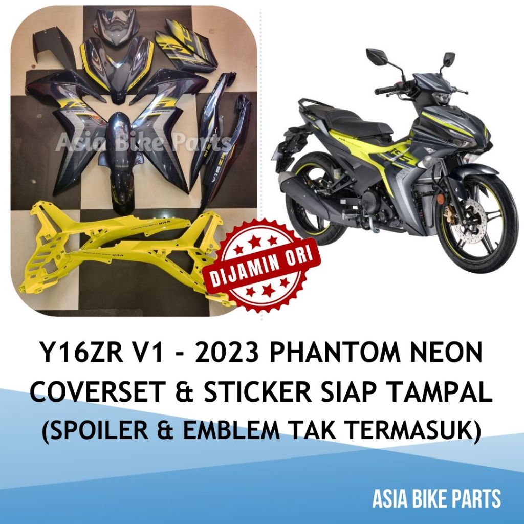 Yamaha Y16ZR V1 Body Cover with Graphic / Coverset siap tampal Stripe 2023 Phantom Neon - BAX-F0000-