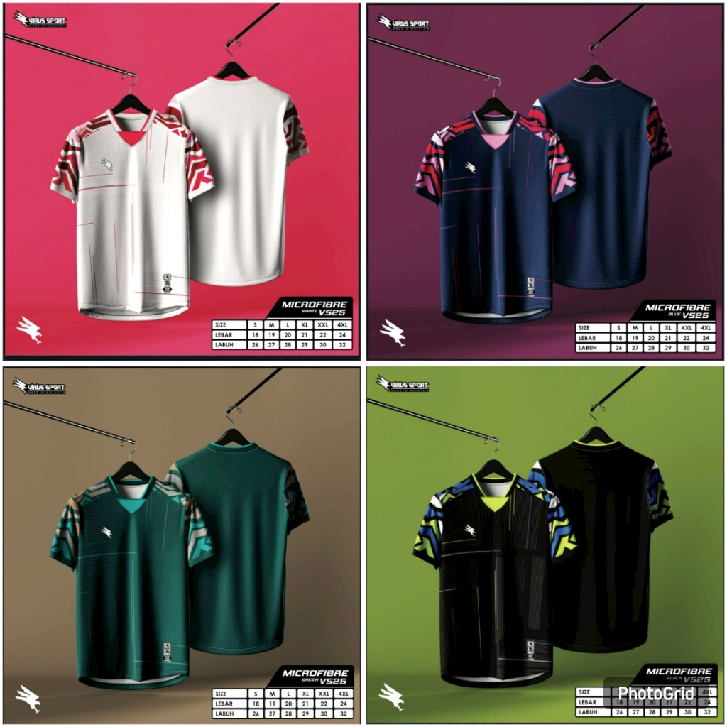 Virus Sport VS25 เสื้อไมโครไฟเบอร์ V Retro Collar Short Sleeve Unisex Jersey Sukan Bola Sepak & Futs