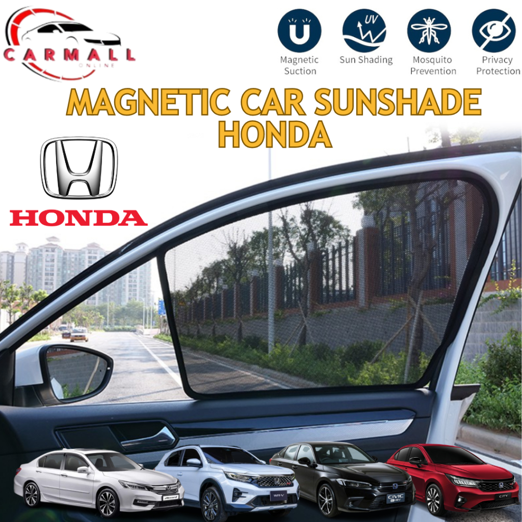 Honda OEM ม่านบังแดดแม่เหล็กเต็มรูปแบบ CITY/CIVIC/WRV/HRV/JAZZ/ACCORD/CRV 4 ชิ้น/เซ็ต