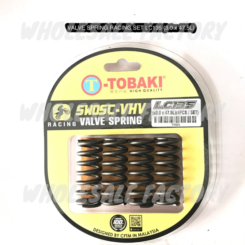 TOBAKI VALVE SPRING RACING SET LC135 / Y15 Y15ZR / DREAM100 (3.0x47.5L)(3.2x38L) YAMAHA HONDA