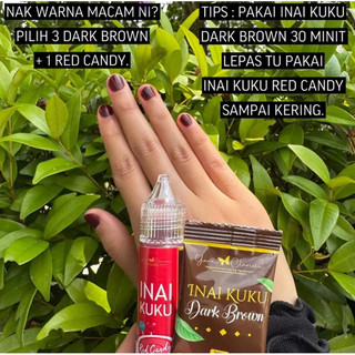 Inai Kuku Daun Asli Dark Maroon & Dark Brown - Tak Perlu Buffer, Tahan Lama Tak Jadi Oren.