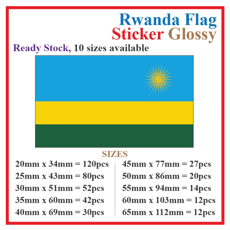Rwanda Flag Sticker สี่เหลี่ยมผืนผ้าโปสการ์ด / Stiker Pelekat Poskad Bendera Rwanda