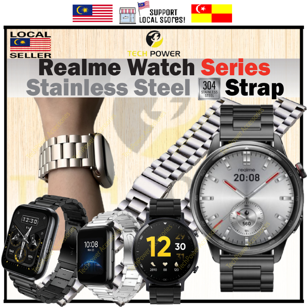 Realme Watch Strap สายสแตนเลส,Tali Jam Keluli Kualiti Baik Realme Watch 5/ Realme Watch S2/ นาฬิกา 3