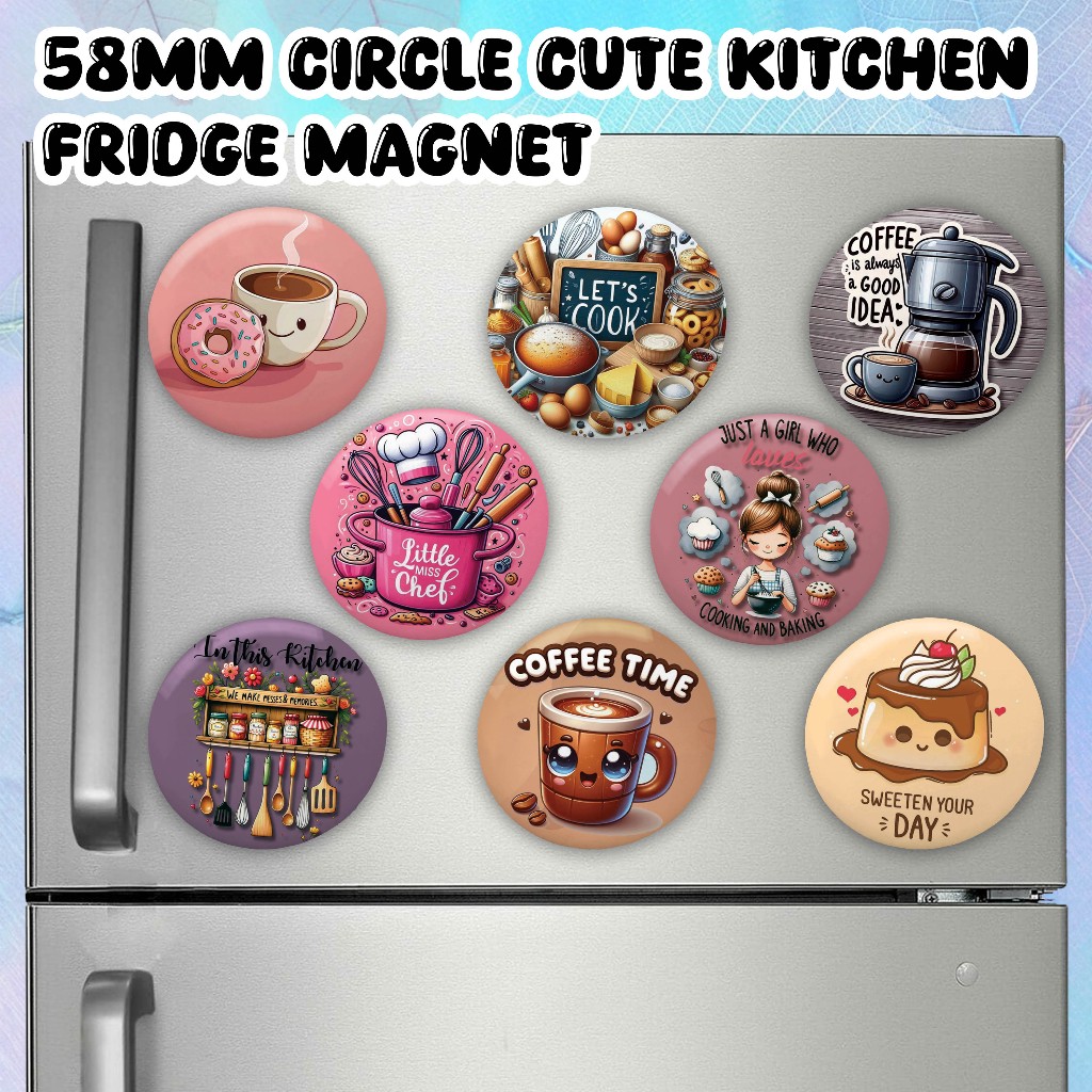 [FRIDGE MAGNET] 58 มม. BADGE FRIDGE MAGNET สําหรับห้องครัวดีไซน์น่ารัก