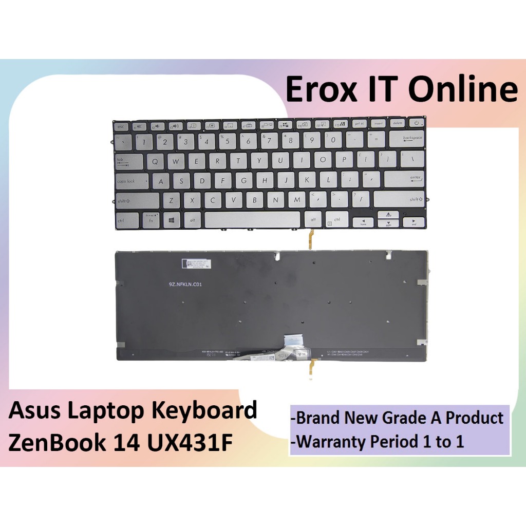 Asus ZenBook 14 UX431 UX431F UX431U UM431D S431F S431FA S431FL US แป้นพิมพ์แล็ปท็อป HQ21011676000 HQ