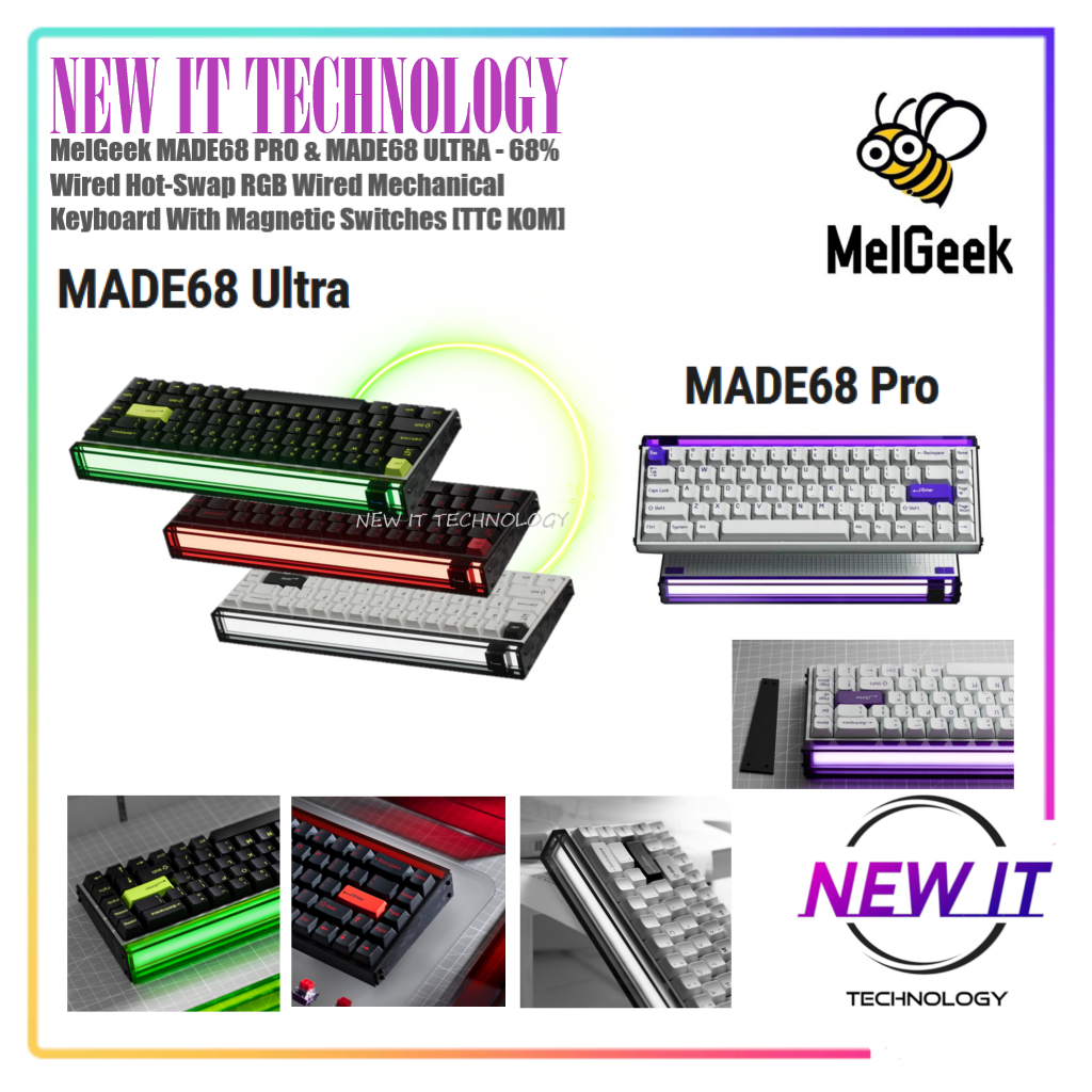 MelGeek MADE68 PRO & MADE68 ULTRA - 68% คีย์บอร์ดแบบมีสาย Hot-Swap RGB แบบมีสายพร้อมสวิตช์แม่เหล็ก [
