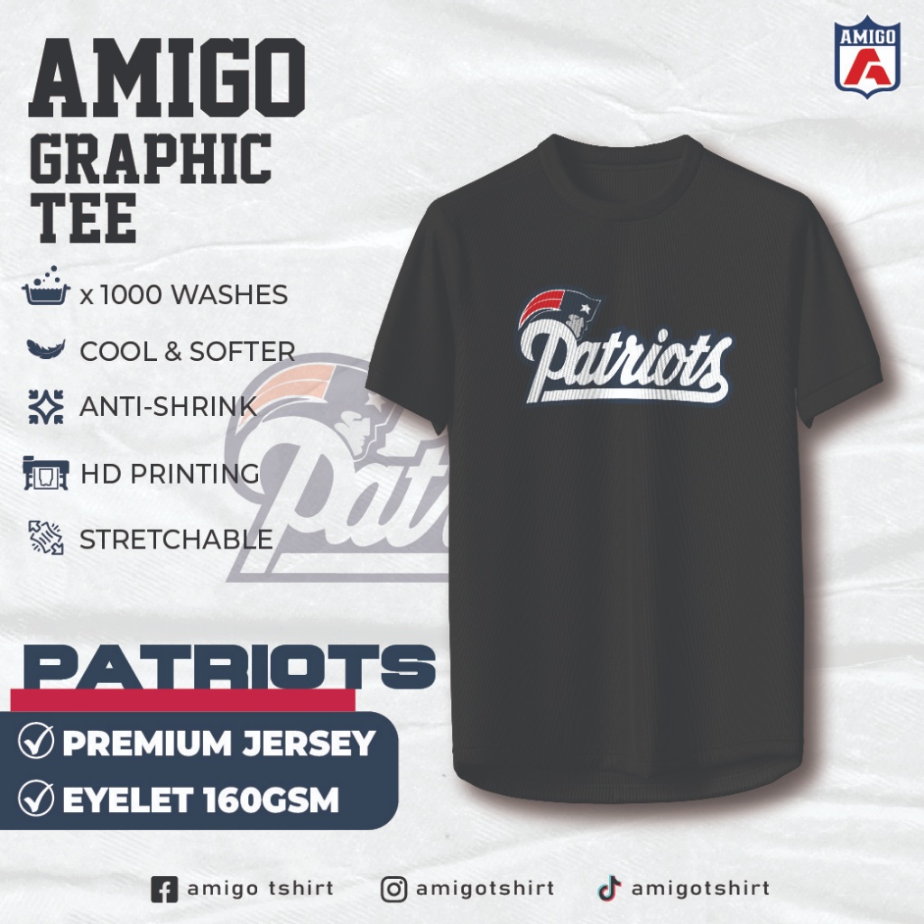 AMIGO ระเหิดไมโครไฟเบอร์ Jersey tshirt ออกแบบ PATRIOTS baju jersi เสื้อ viral tiktok jersey