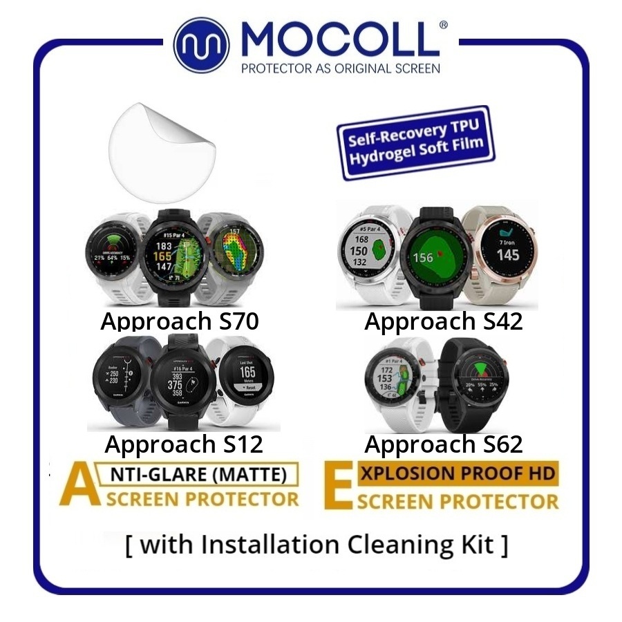 Mocoll Garmin ป้องกันหน้าจอป้องกันการระเบิด HD Anti Scratch Recovery TPU Garmin Approach S70/ S42/ S