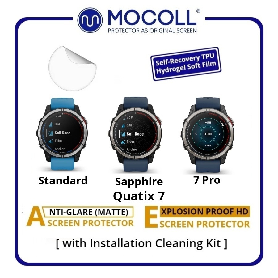 Mocoll Garmin ป้องกันหน้าจอป้องกันการระเบิด HD Anti Scratch Recovery TPU Smooth Touch Garmin Quatix 
