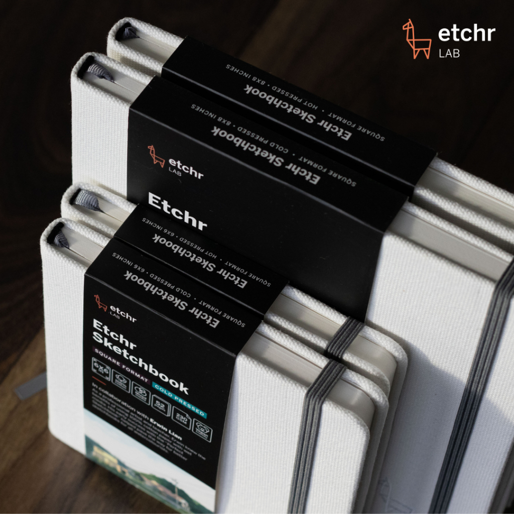 Etchr Square Sketchbook 6" | วาดภาพ สเก็ตช์ ภาพวาด | กดเย็น/กดร้อน | เปียก/แห้งกลาง