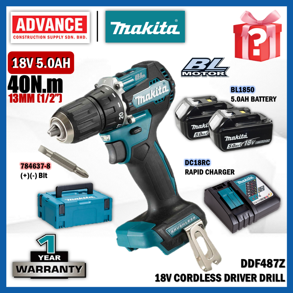 MAKITA DDF487Z 18V สว่านไดรเวอร์ไร้สาย 13MM (1/2")