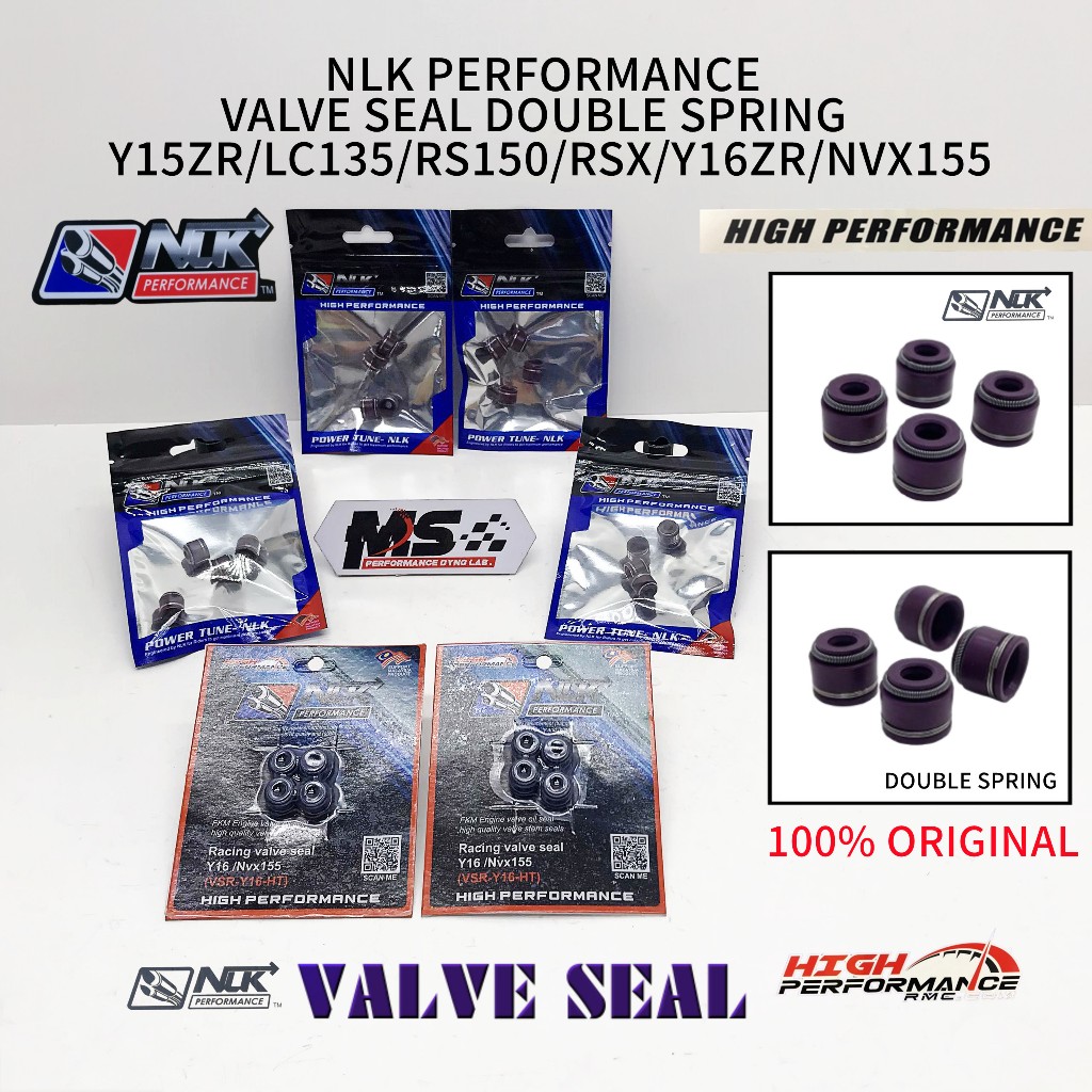 NLK Performance Racing วาล์วซีลคู่ฤดูใบไม้ผลิ Y15ZR/LC135/RS150/Y16ZR/NVX155 V2 FKM MATERIAL
