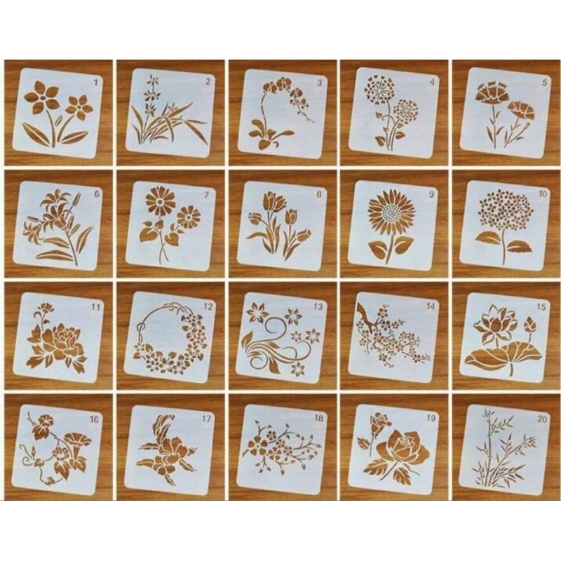 ที50. (40 ออกแบบ) VARIOUS FLOWERS TEMPLATE STENCIL DRAWING