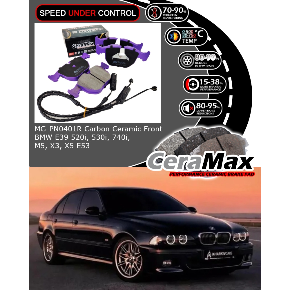 Ceramax Carbon Ceramic MG-PN0401R BMW E39 530i E38 740i X5 E53 3.0d 3.0i SACEC ผ้าเบรคหน้า