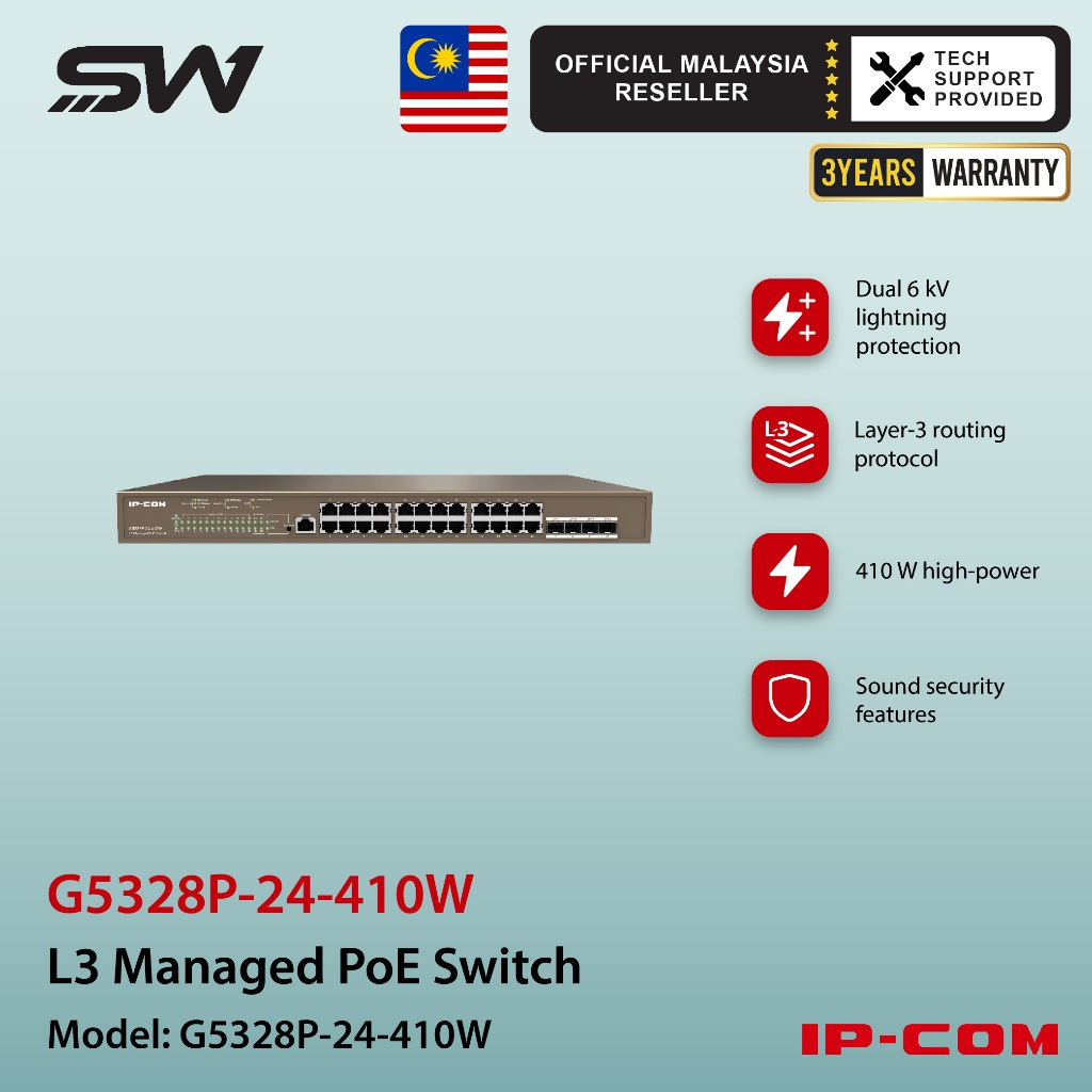 IP-COM G5328P-24-410W L3 Managed PoE Switch