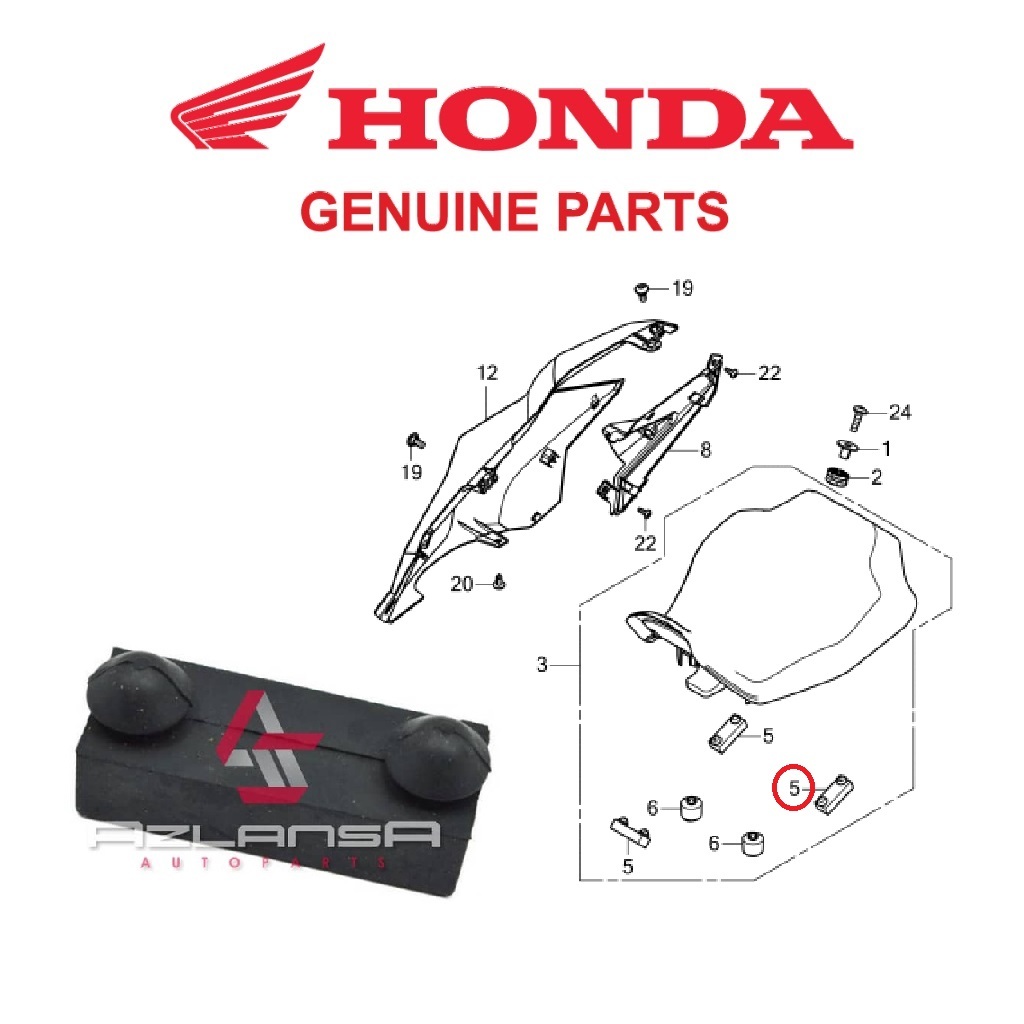 การตั้งค่าเบาะยาง B ( 77205-286-000 ) CB650R & CBR650R 💯 ฮอนด้า