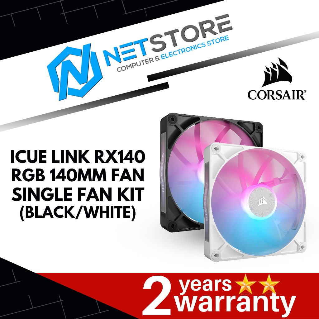 CORSAIR iCUE LINK RX140 RGB 140mm พัดลม RGB พัดลมเดี่ยว (สีดํา/ขาว)