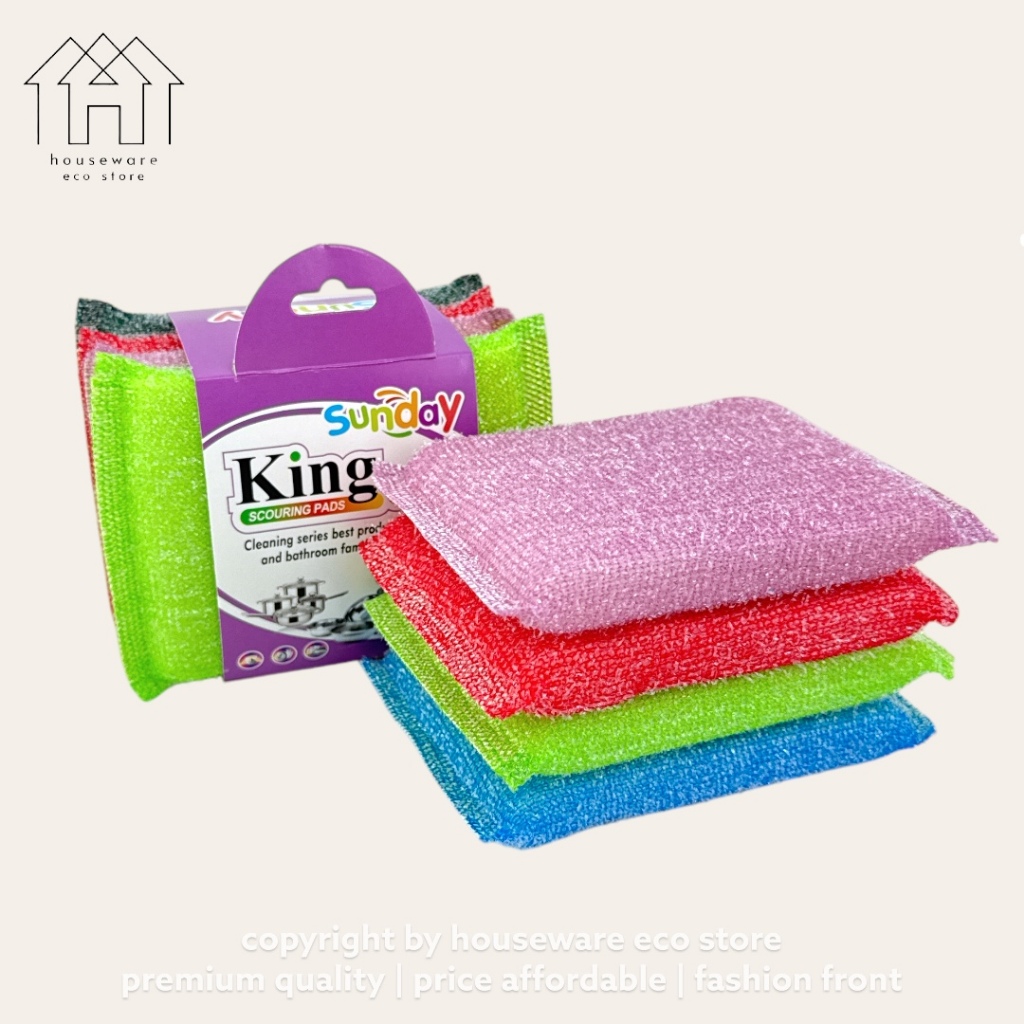 4ชิ้นทําความสะอาดฟองน้ําขัดพื้นแผ่นขัดถูอ่างล้างหน้าล้างจานเช็ดเครื่องครัว海百洁布 NT4