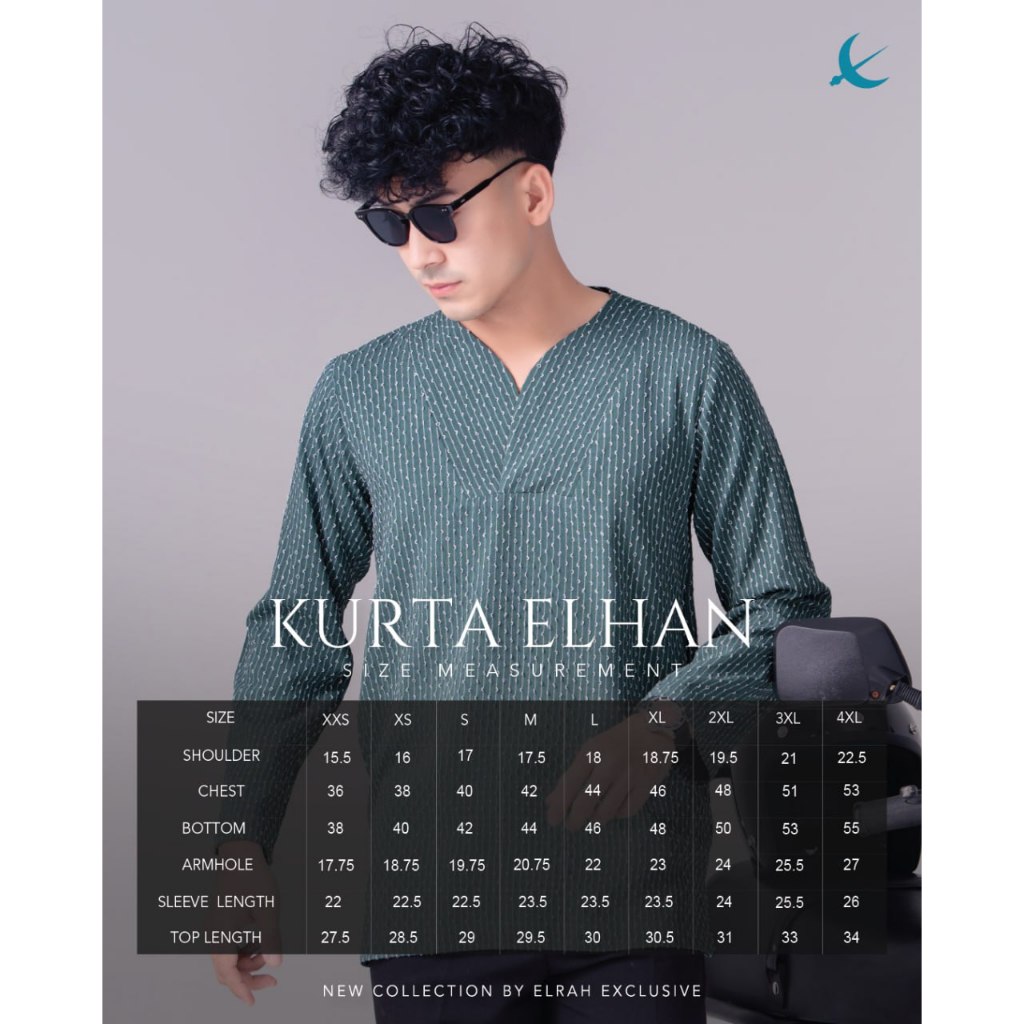 Baju Raya Kurta Elhan Black Navy Blue Dark Grey Forest Green White Smokey Blue Tea Green Dusty Purple Baby Blue Beige