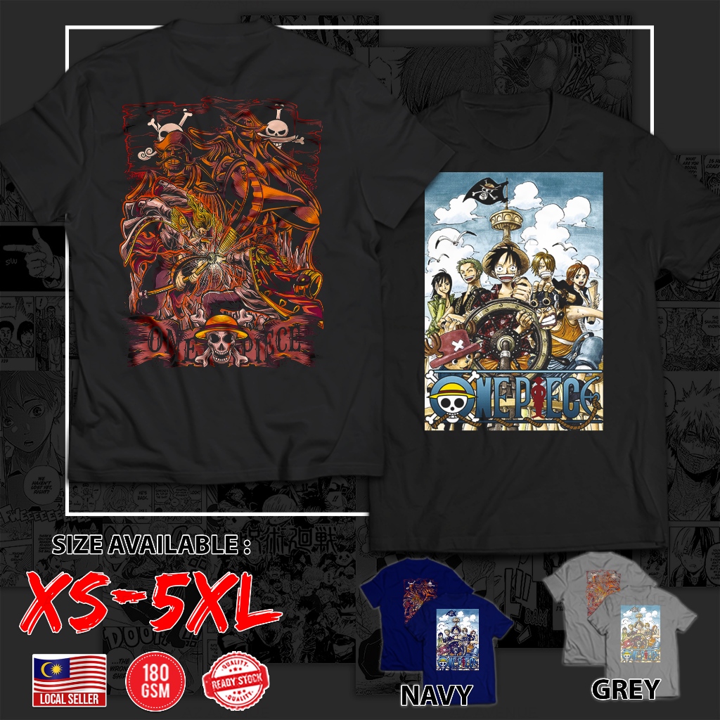 Baju อะนิเมะการ์ตูน Streetwear ONE PIECE ไมโครไฟเบอร์แขนสั้น XS - 5XL เสื้อยืด C2OP3-MFSS-0008