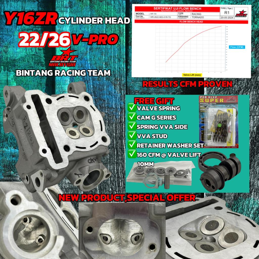 HEAD ASSY R15 Y16 22/26 V-PRO BRT วาล์ว CNC SPRING CAMSHAFT G SERIES G1 G2 G3 G4 G5 SUPERHEAD