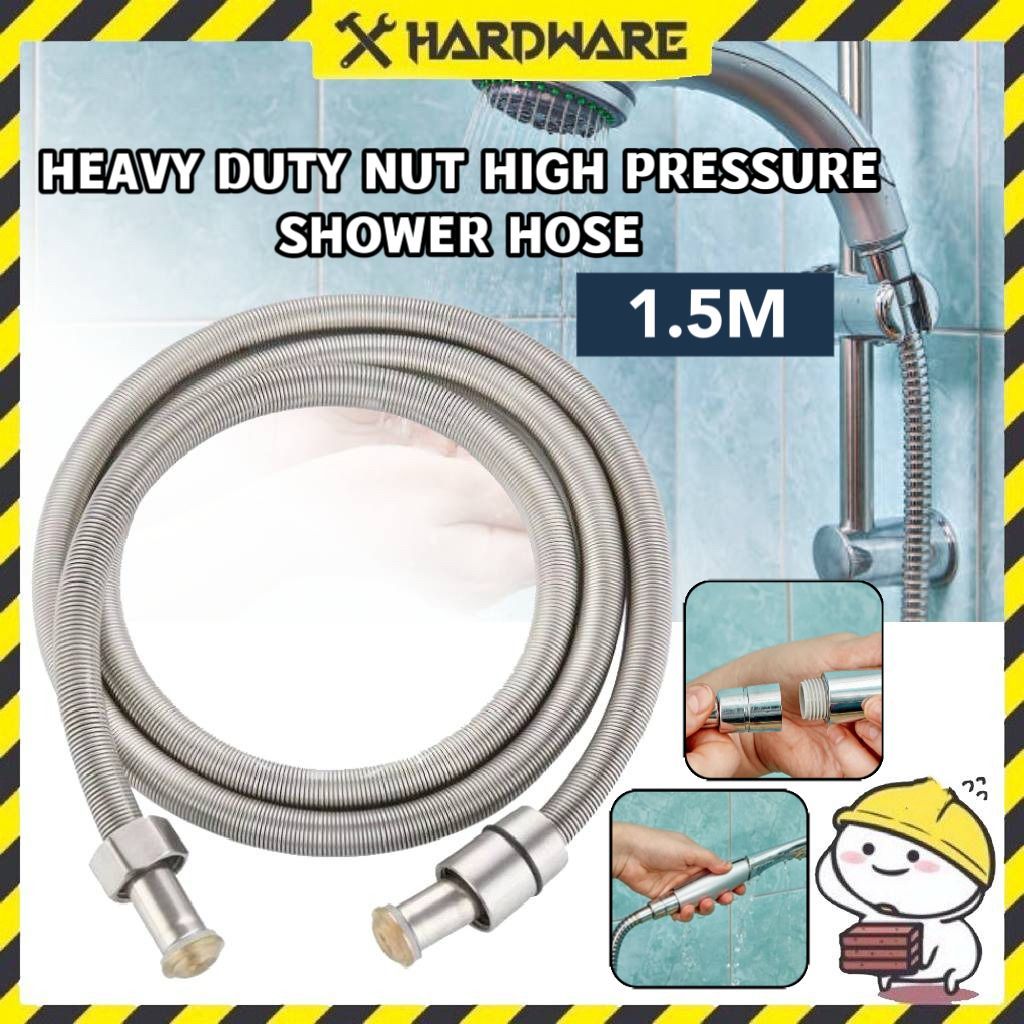 1.5M MITCO HEAVY DUTY NUT HIGH PRESSURE SHOWER HOSE (EPDM HOSE) SHOWER HOSE/STAINLESS STEEL FLEXIBLE