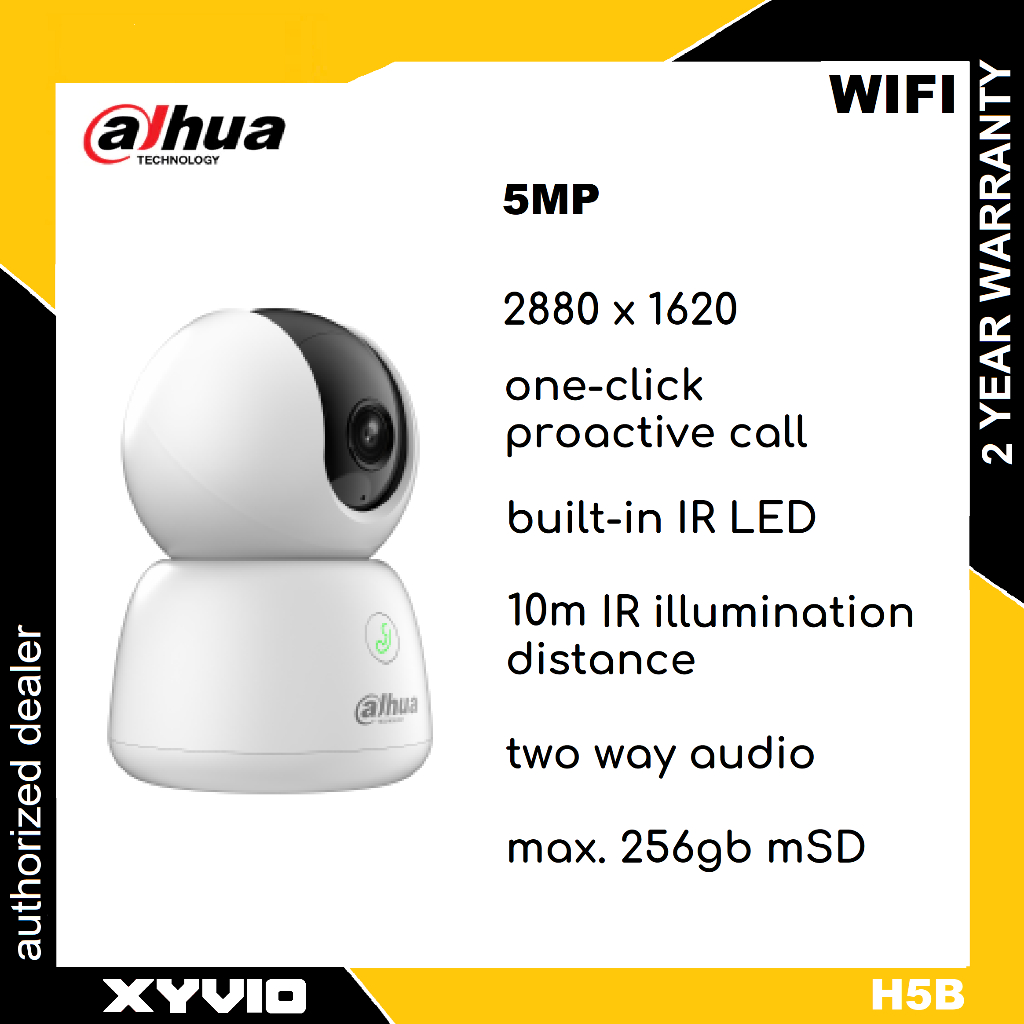 DAHUA กล้อง WIFI HERO H5B 5MP 2880 x 1620 กล้องเครือข่าย Wi-Fi ในร่ม Fixed-Fi Pan & Tilt