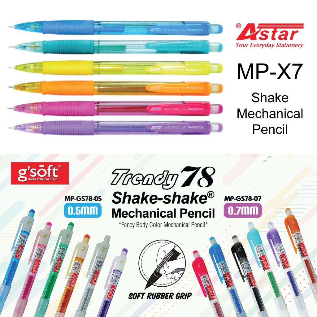 ชุดดินสอกด Astar & GSoft Shake 0.7มม. / 0.5มม
