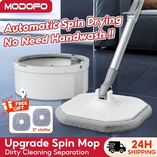 MODOFO Spin Mop With Bucket 360 Rotating Mop Set Free Self-Cleaning Water Save Mop Lantai