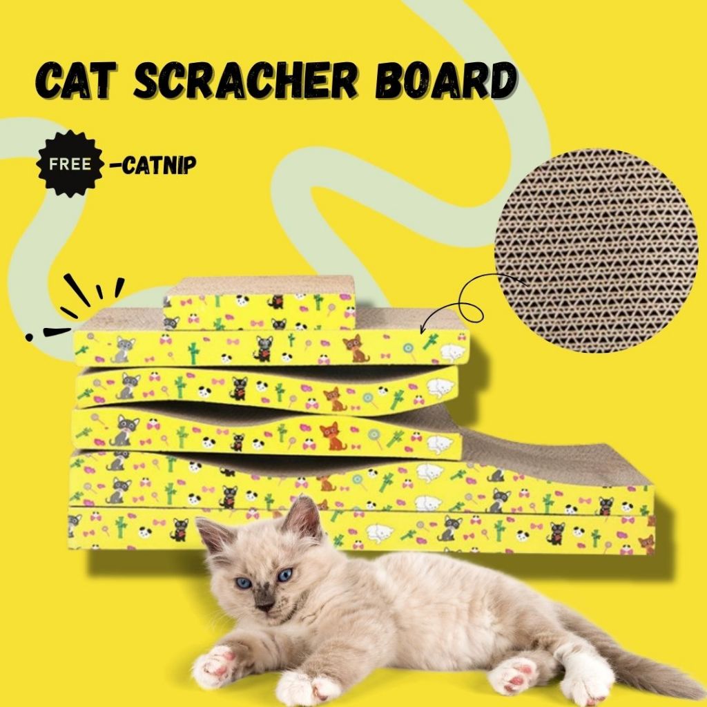 NTT PETSTOREer Cart Scratch Board ของเล่นแมวกับ Catnip Mainan Kucing Papan Cakar Kucing สัตว์เลี้ยง 