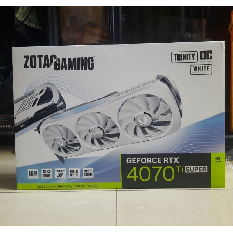 Nvidia Geforce RTX4070TI Super Zotac Gaming Trinity OC White Edition DLSS3 กล่องชุดเท่านั้น
