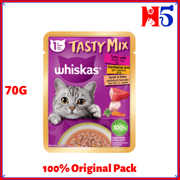 WHISKAS เทสตี้มิกซ์ เพาช์ 70G อาหารแมวเปียก/ มาคานัน คุด/ อาหารสัตว์เลี้ยง ราคา ถูกที่สุด ดีลบีเคเค แกลเลอรีภาพที่ 4