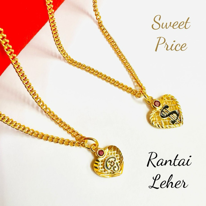 Rantai Leher Gajah Loket Love Dollar/Ohm (50/60ซม.) สร้อยคอเคลือบทอง 24K