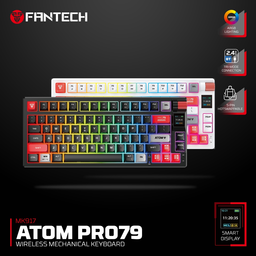 FANTECH MK917/MK918 ATOM PRO79 คีย์บอร์ดเครื่องกลไร้สายพร้อมจอแสดงผลอัจฉริยะ