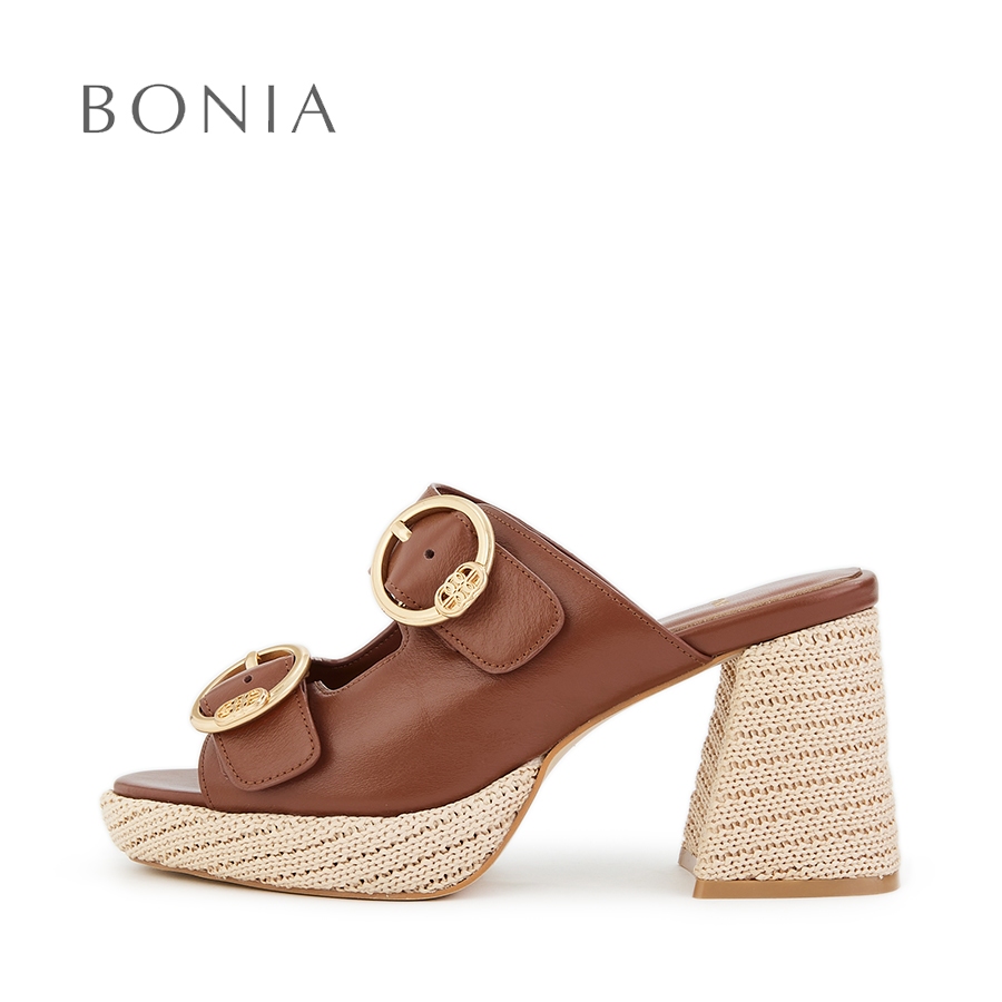 Bonia Brown Julia Heeled Sandals รองเท้าแตะ Kasut