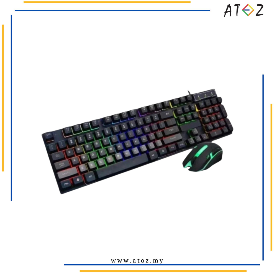 ATOZ Shop KEYBOARD CMK-188 (CABLE 1 ชุด) WIRED KEYBOARD SET RGB LIGHT DURABLE KEYBOARD MOUSE SET