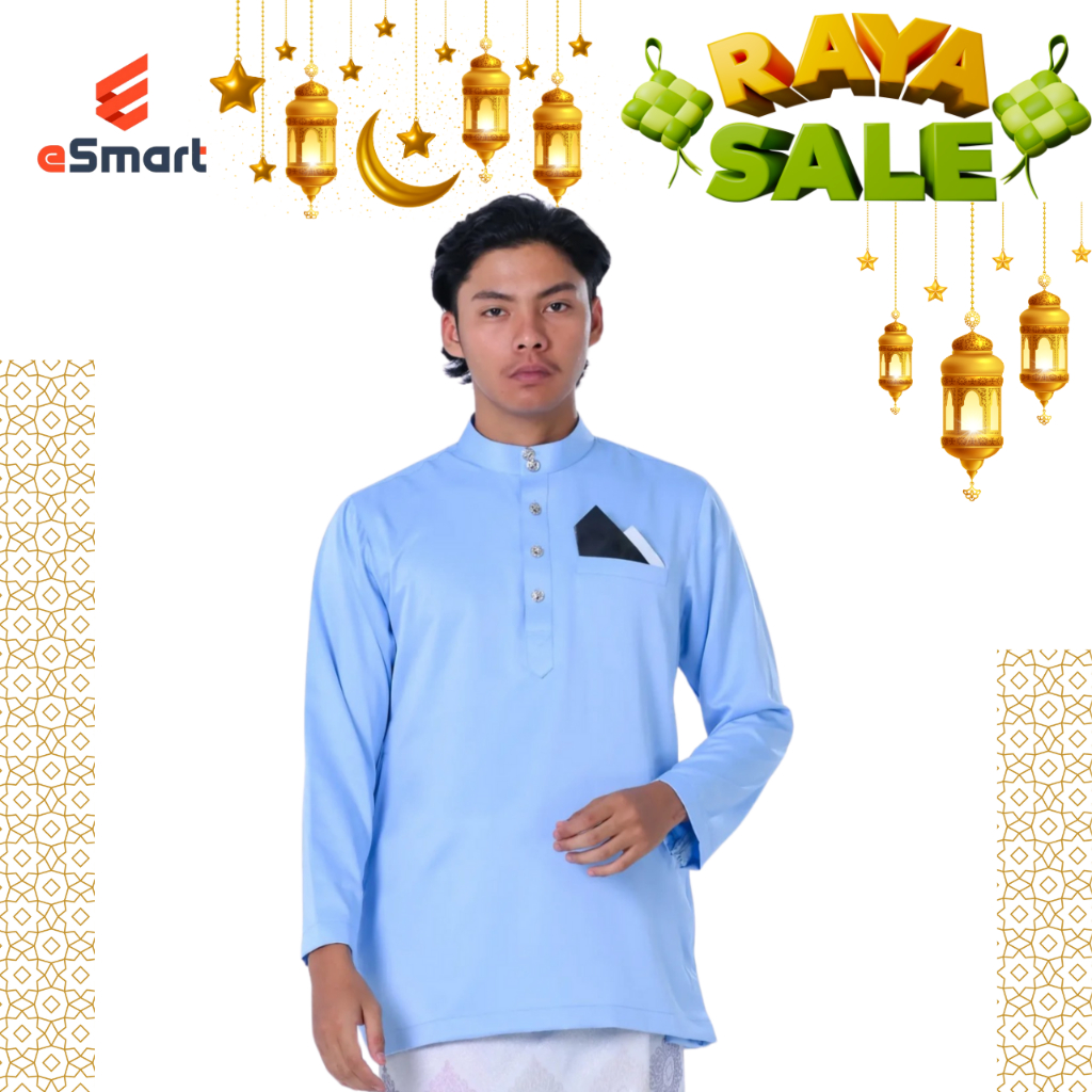 วัสดุ: สีผ้าไหม: เสื้อมาเลย์ Esmart ระดับพรีเมียมของ Sky Blue Modern เป็นตัวเลือกที่ตามหา